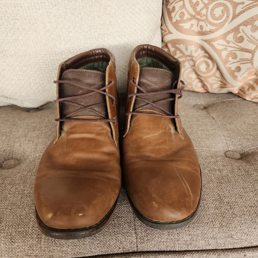 Parker And Sky Men's Tan Leather Chukka Dress Shoes 10